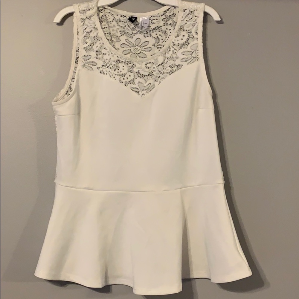 Lace Back Peplum Top